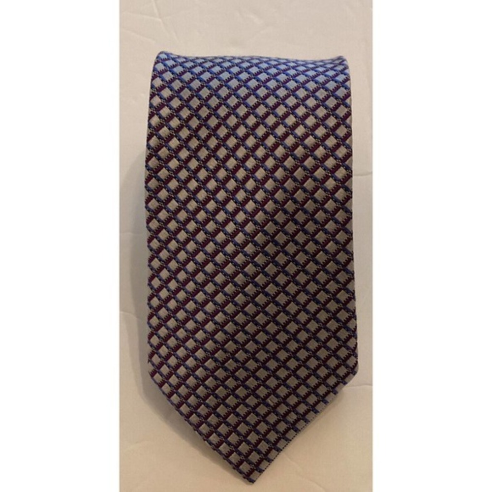 Bruno Piattelli Roma Purple Blue Patterned 100%‎ Silk Handmade Men’s Tie - Picture 3 of 6